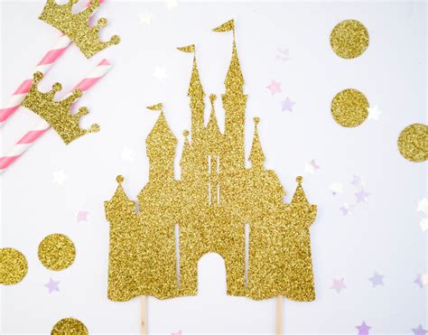 Glitter Disney Princess Inspired Castle Cake Topper Birthday Etsy