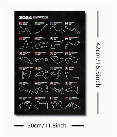 Grand Prix Formula 1 Calendar Print, Wall Art Pictures Canvas Print - Etsy