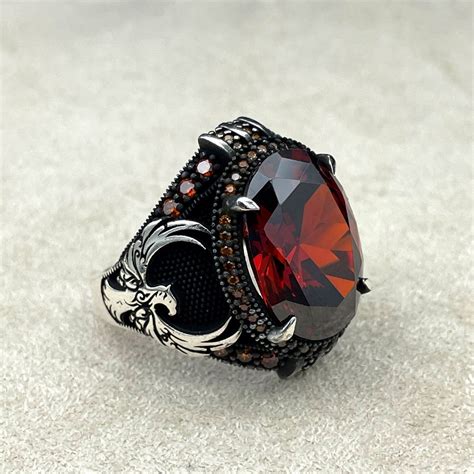 Ruby Red Stone Men Silver Ring Handmade Ring Sterling Etsy