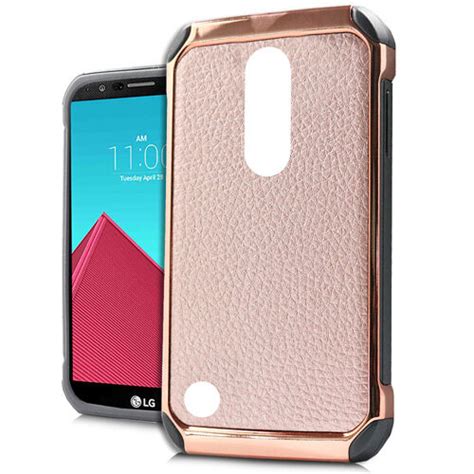 For Lg Aristo Lv Ms Leather Chrome Hybrid Premium Armor Phone