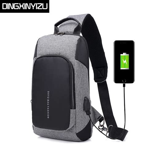 DINGXINYIZU USB Charging Men Crossbody Bags Business Male Shoulder Bag