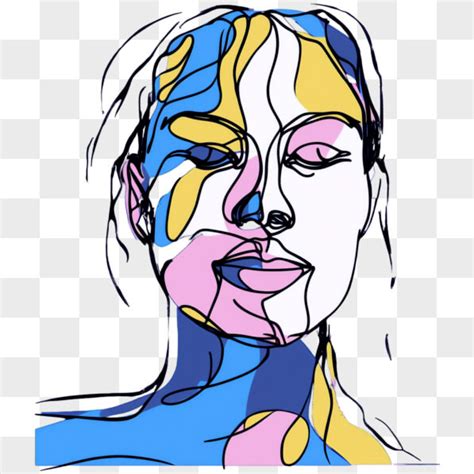 Descarga Dibujo Abstracto Del Rostro De Una Mujer En Varios Colores Png