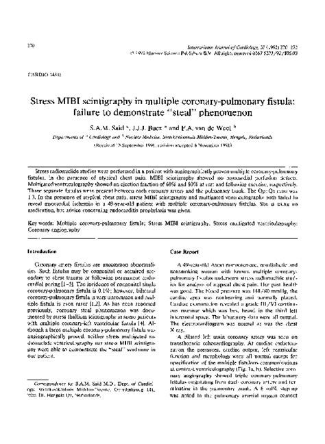 (PDF) Stress MIBI scintigraphy in multiple coronary-pulmonary fistula ...