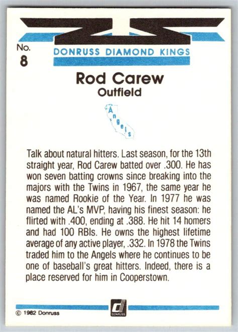 1982 Donruss Diamond Kings 8 Rod Carew For Sale Online EBay