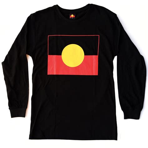 Aboriginal Flag Long Sleeve T Shirt Planet Corroboree