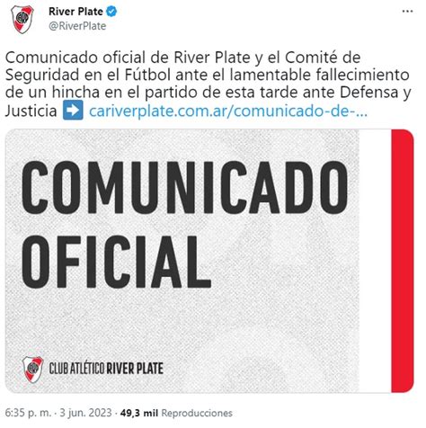 El COMUNICADO OFICIAL De River Tras La Muerte Del Hincha Durante El