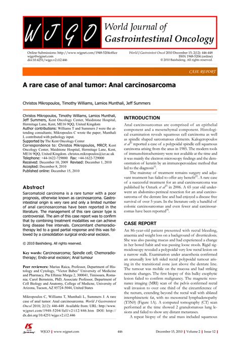 PDF A Rare Case Of Anal Tumor Anal Carcinosarcoma