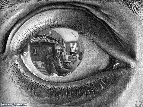 Escher Eye Reflection Reflection Art Eyes Artwork Reflection Drawing