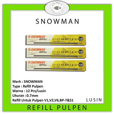 Jual Snowman Refill Pulpen Ballpoint V V V Bp S Hitam Lusin