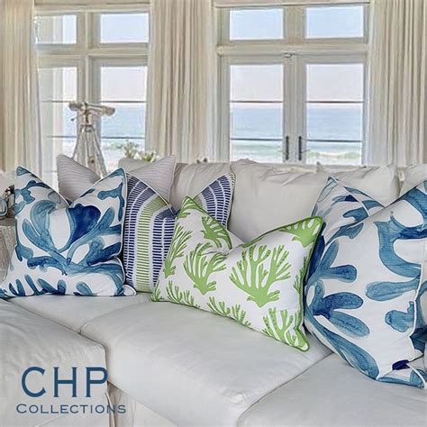 Decorative Beach Throw And Toss Pillows Designer Pillows Blue Living Room Decor Coral Pillows