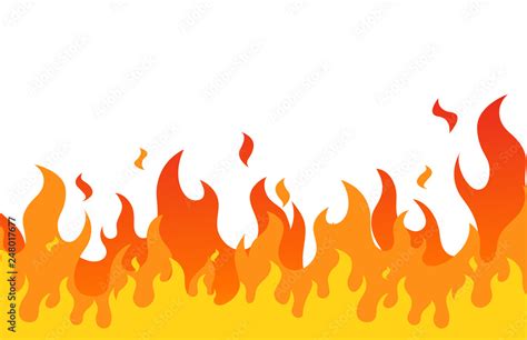 Fire flame flat cartoon style. vector illustration.Print Stock Vector ...