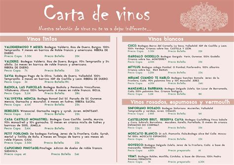 Carta De Vinos Sarao Catering