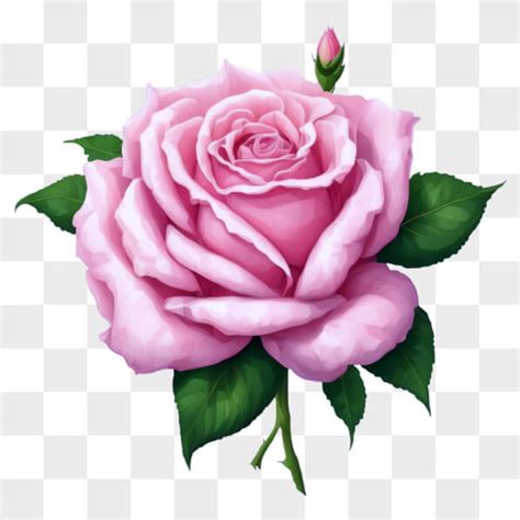 elegant pink rose  leaves cartoons  creative fabrica