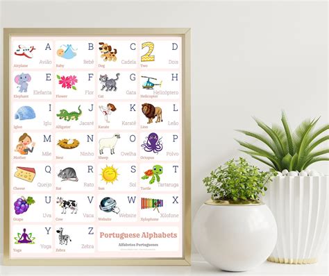 Portuguese Alphabet CHART With Words and English Translations Printable ...