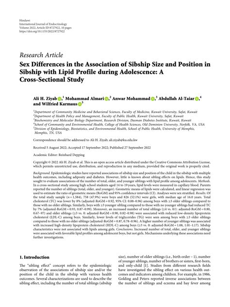 PDF Sex Differences In The Association Of Sibship Size And Position