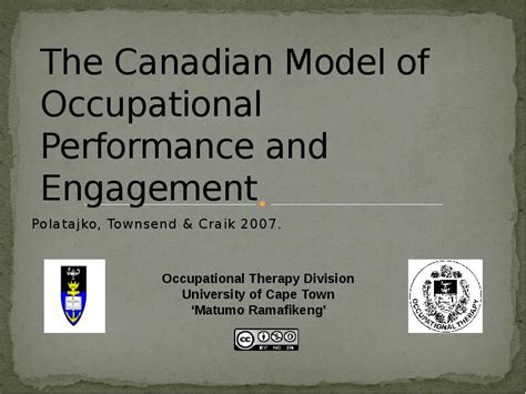 The Canadian Model Of Occupational Performance And Engagement