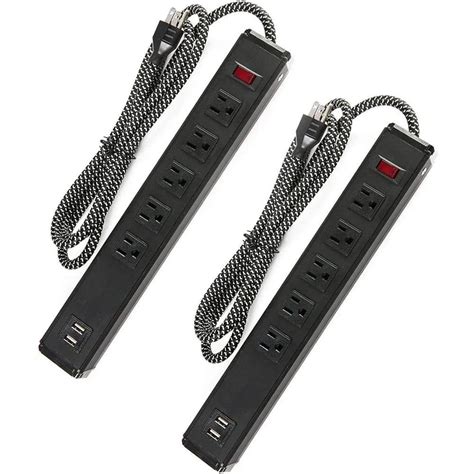 Lukyamzn Ft Heavy Duty Braided Extension Cords Outlets Surge