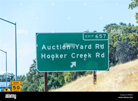 Funny Road Signs Along Interstate 5 In Northern California Usa Stock