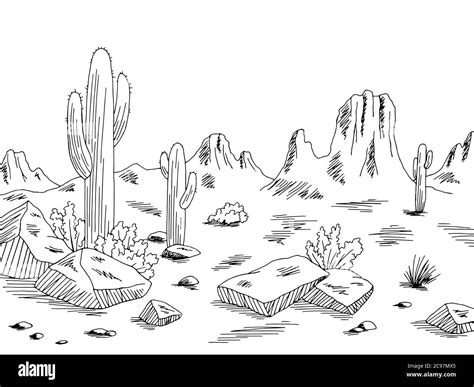 Prairie graphic black white desert landscape sketch illustration vector Stock Vector Image & Art ...