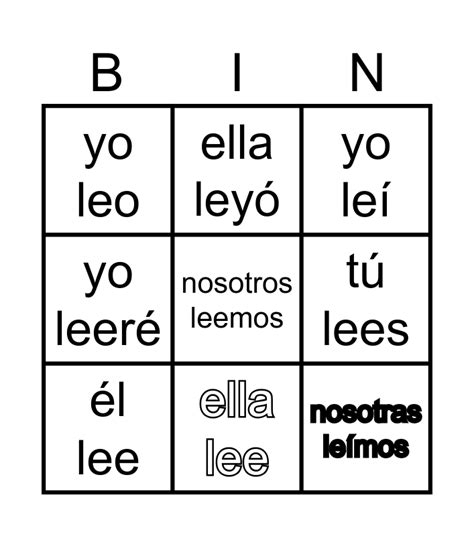 Verbo Leer Bingo Card