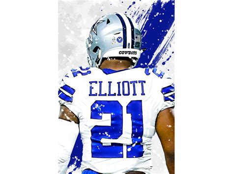 Ezekiel Elliott Dallas Cowboys Print Sports Art Football Print Man