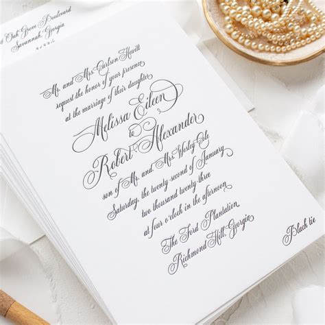 Formal Elegant Wedding Invitations in Letterpress | Formal Script ...