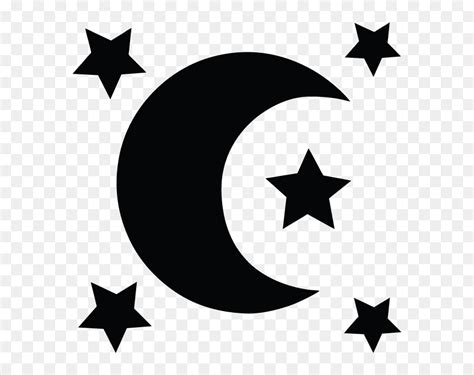 Moon And Stars Black And White Clipart