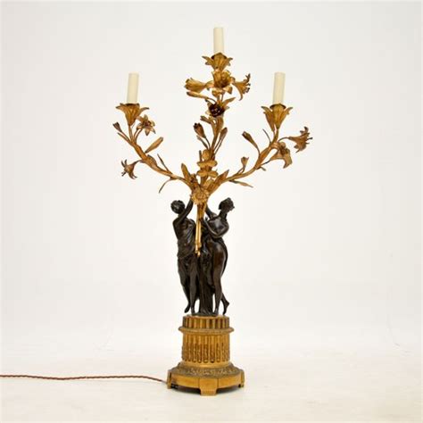 Antike französische Tischlampe aus vergoldeter Bronze 1880er bei