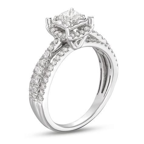 Diamond Engagement Ring 1 Ct Tw Princess And Round Cut 14k White Gold Kay