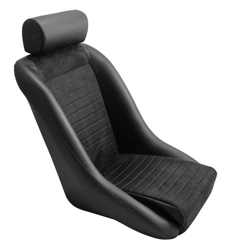 Retro Classic Vintage Racing Bucket Seats Black Microsuede W Sliders