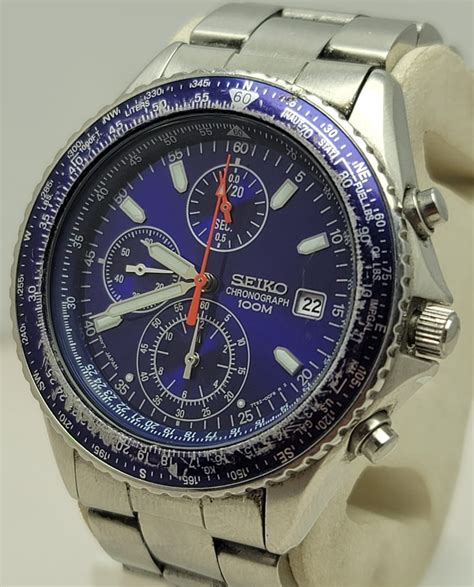 Seiko Quartz Flightmaster Pilot T Cf Vintage Blue Dial Mens Watch