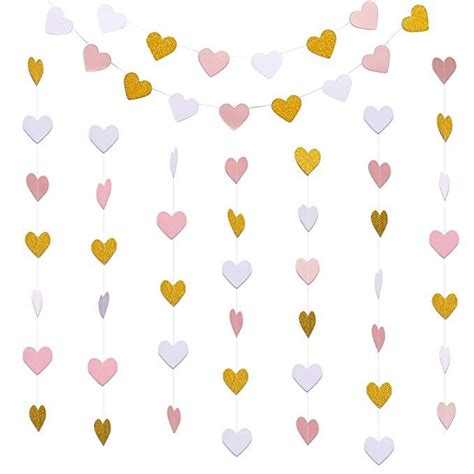 HESTYA 2 Pack Paper Heart Garlands Heart Hanging Banner Bunting For