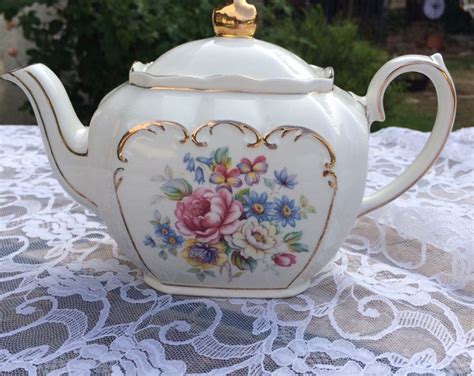 Sadler Floral Rectangle Teapot - Etsy