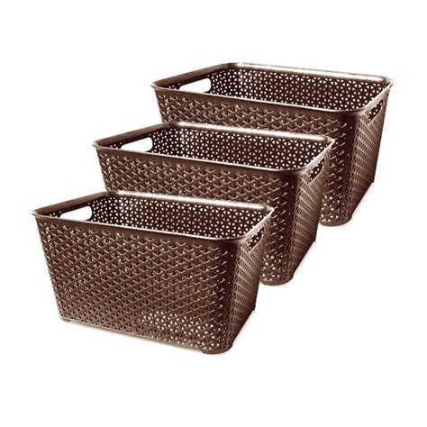 Canastos Organizador Plastico Rattan Cesto Mediano X4 Colombraro