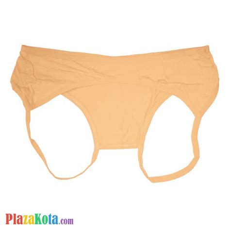 P609 Jual Celana Dalam Panties Hipster Krem Crotchless Terbuka