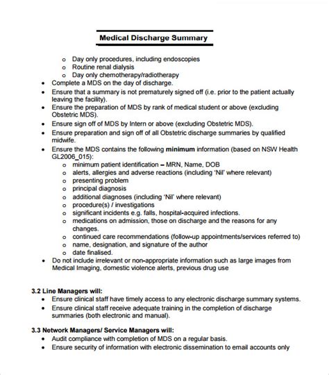 8 Sample Discharge Summary Templates Pdf Word Sample Templates