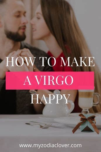 A Man And Woman Sitting At A Table With The Words How To Make A Virgo Happy