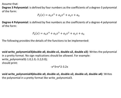 Solved Assume that: Degree 3 Polynomial: is defined by four | Chegg.com