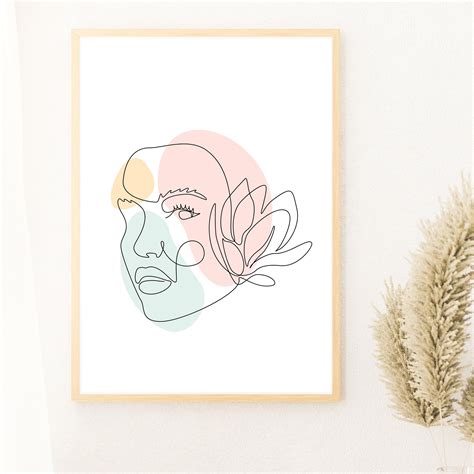 Female Line Art Print Minimalist Line Art Woman Face Line Etsy