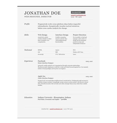 Free Professional Html And Css Cv Resume Templates Speckyboy