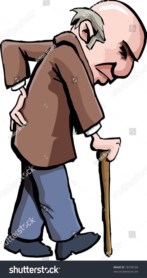 Cartoon Old Man Walking Stick Isolated Stock Vector Royalty Free