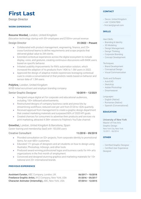 2 Design Director Resume Examples for 2024 | Resume Worded