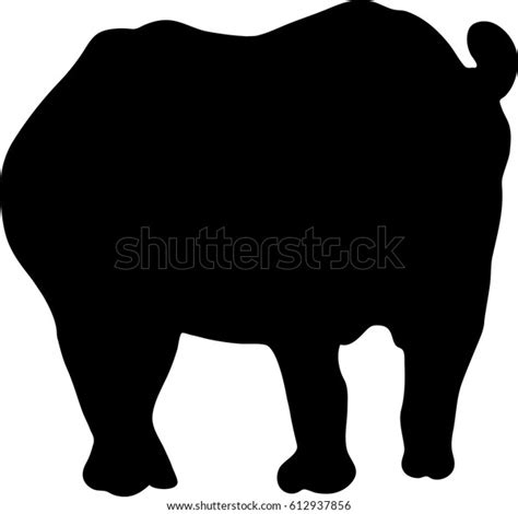 Silhouette Standing Rhinoceros Hand Drawn Vector 스톡 벡터로열티 프리