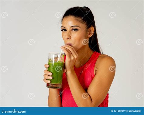 Happy Beautiful Fit Sport Woman Smiling And Drinking Healthy Fresh