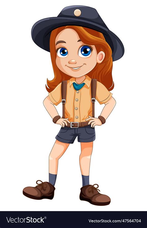 Girl scout in uniform cartoon character Royalty Free Vector