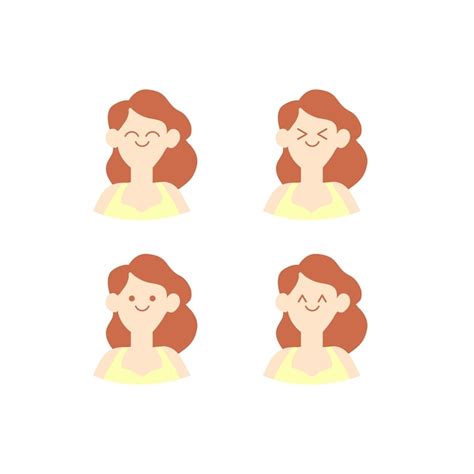 Premium Vector | Woman with various happy face expressions set