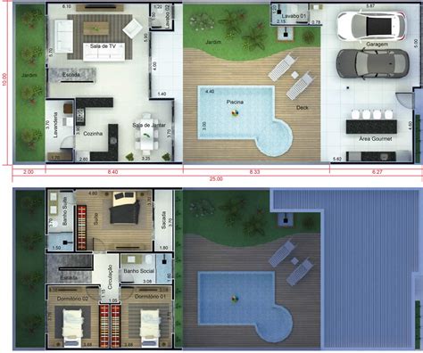 Planta De Sobrado Piscina Na Frente Projetos De Casas Modelos De