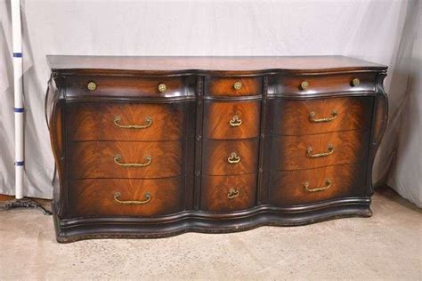 Crotch Mahogany Serpentine Front 12 Drawer Triple Dresser 55 7983 R