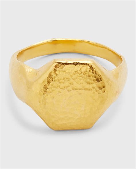 Gurhan Men S Hammered 22K Yellow Gold Signet Ring Neiman Marcus