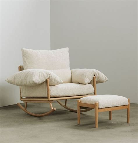 Jolie Nursery Rocker & Ottoman in Cream Boucle - Light legs in 2024 ...